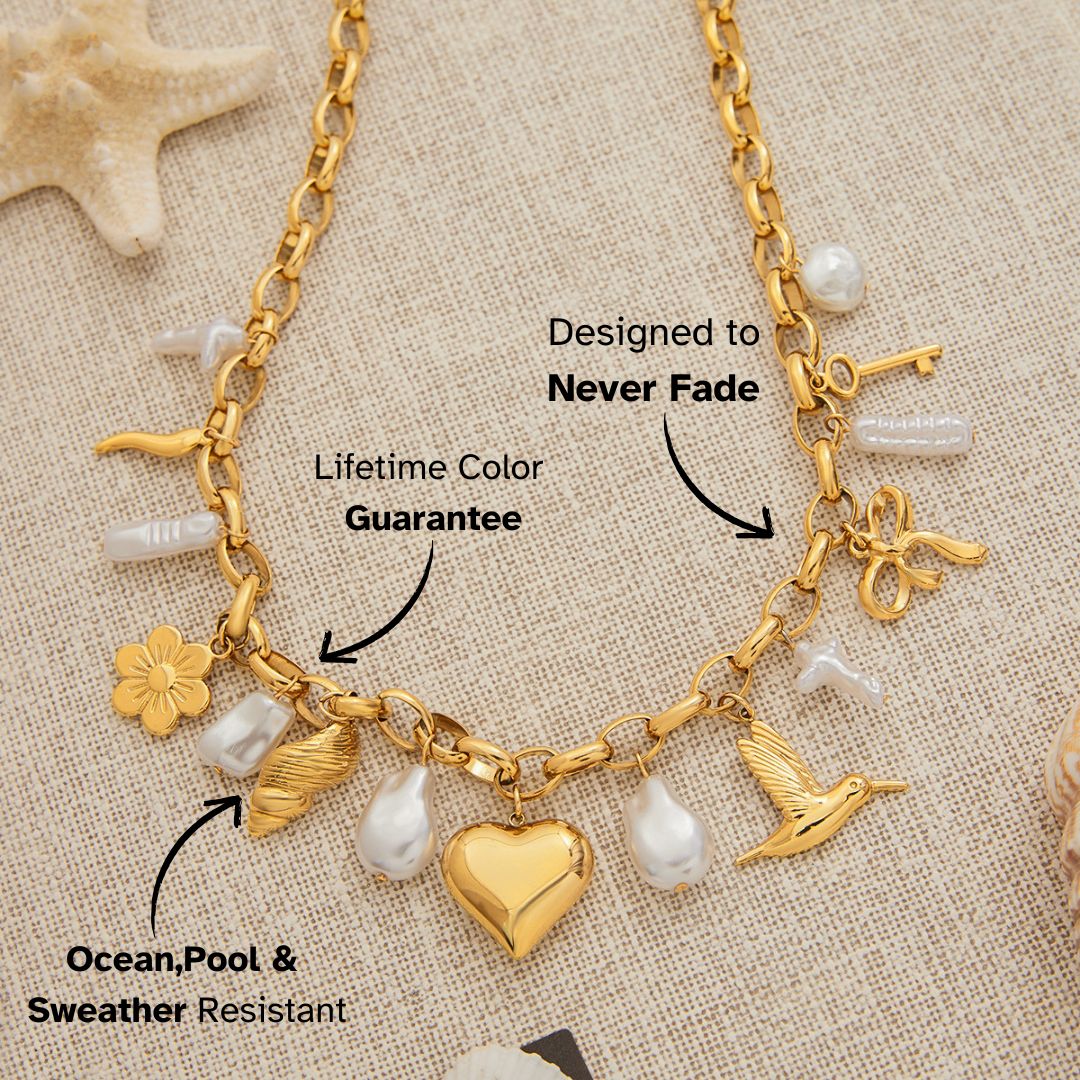 Elena Ocean Heart Pearl Charm Necklace