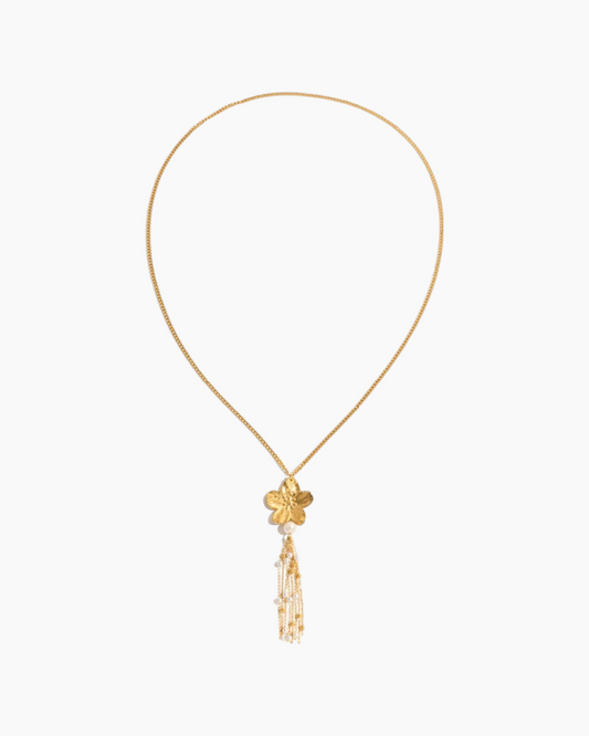 Elena Golden Bloom Tassel Necklace