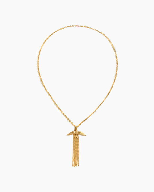 Elena Golden Feather Tassel Necklace