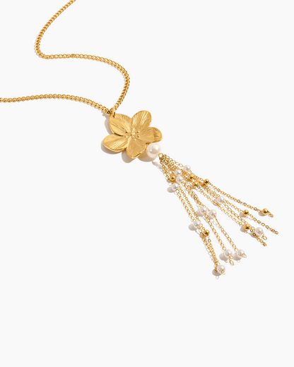 Elena Golden Bloom Tassel Necklace