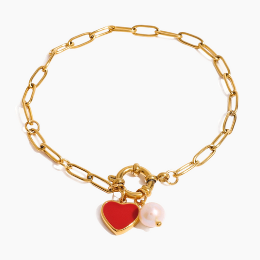 Elena Cherry Heart Link Bracelet