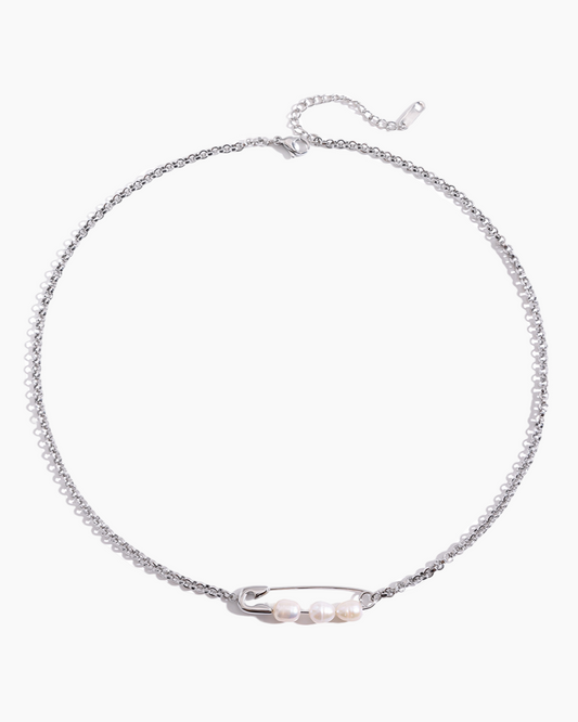 Elena Pearl-Pin Double Chain Necklace