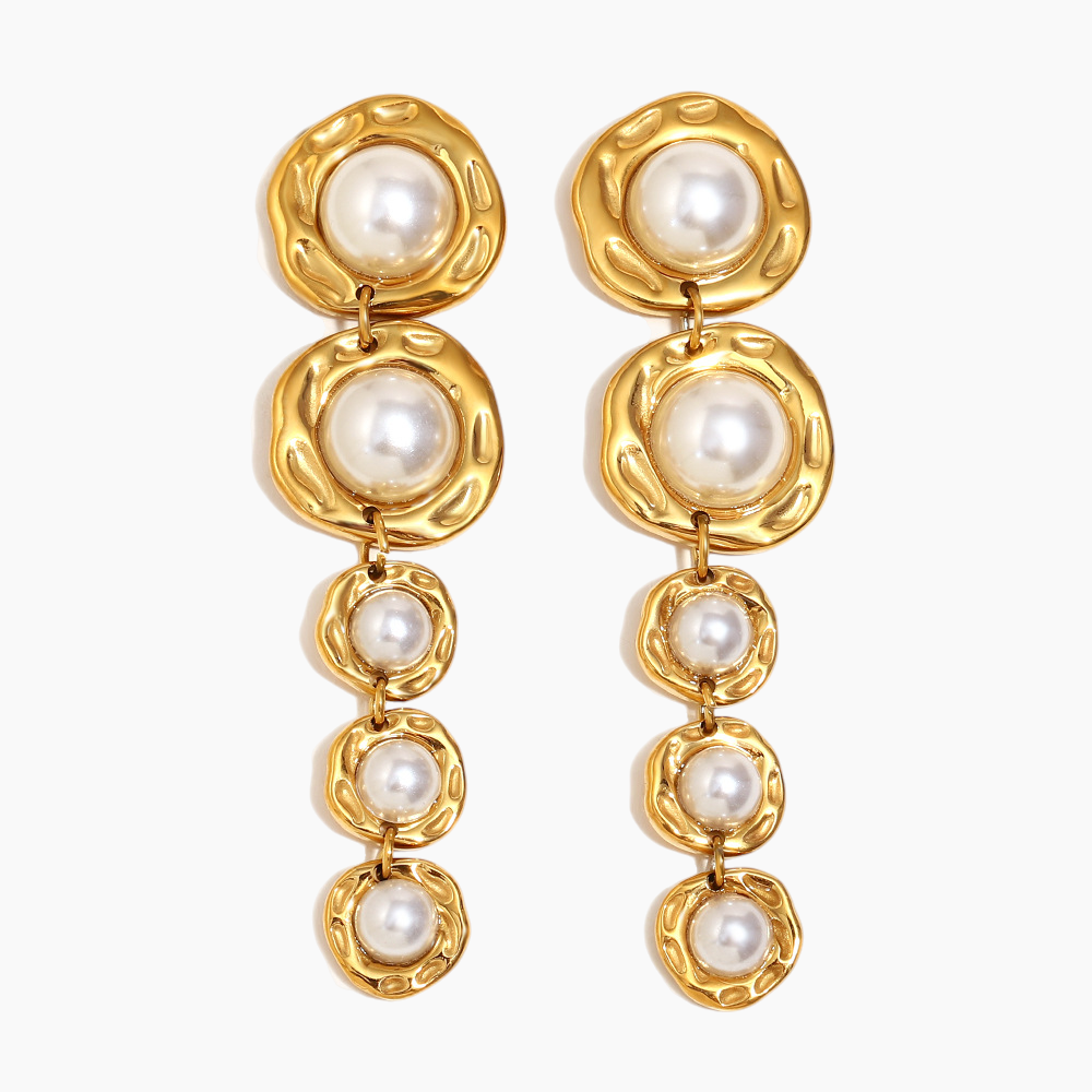Elena Golden Cascade Pearl Earrings