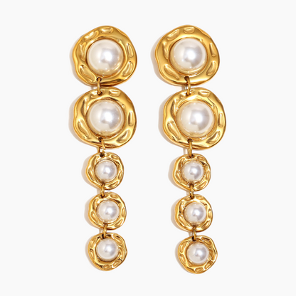 Elena Golden Cascade Pearl Earrings