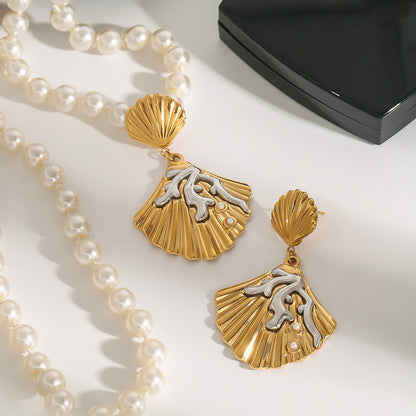 Elena Coral Crown Shell Earrings