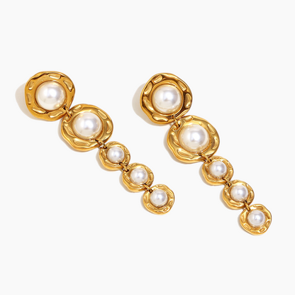 Elena Golden Cascade Pearl Earrings