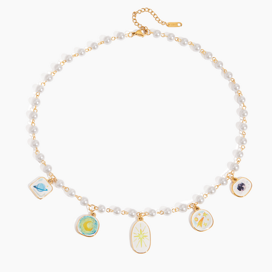 Elena Cosmic Pearl Planet Necklace