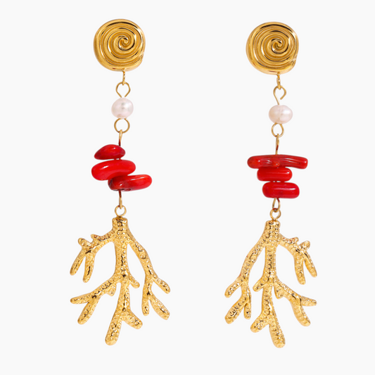 Elena Red Coral Reef Earrings