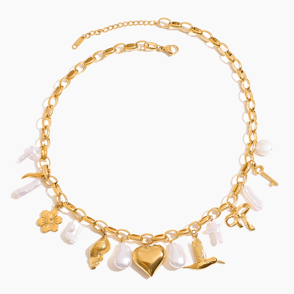Elena Ocean Heart Pearl Charm Necklace