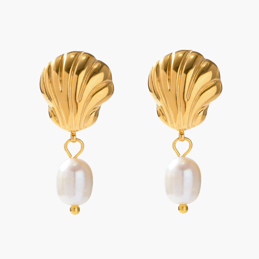 Elena Whispering Shell Pearl Earrings