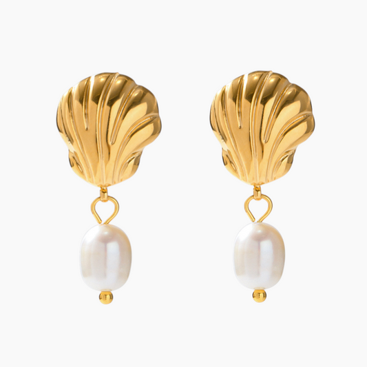 Elena Whispering Shell Pearl Earrings