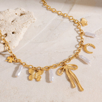 Elena Butterfly Dreams Celestial Ribbon Charm Necklace