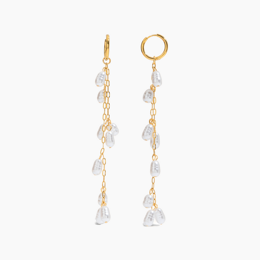 Elena Cascade Pearl Chain Earrings