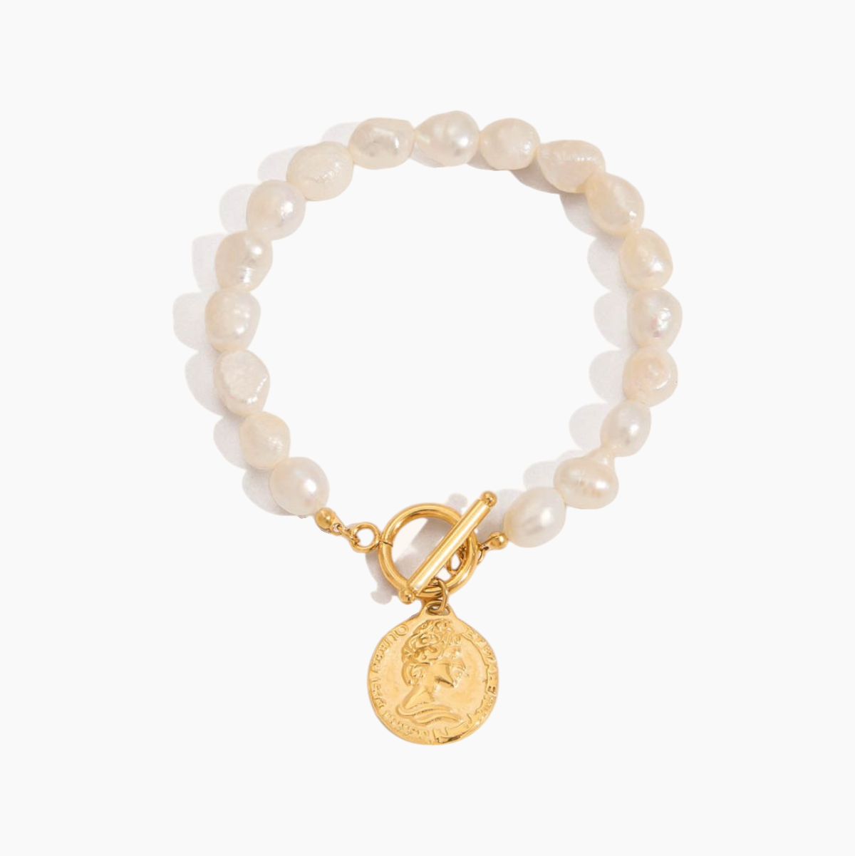 Elena Coin Charm Pearl Bracelet