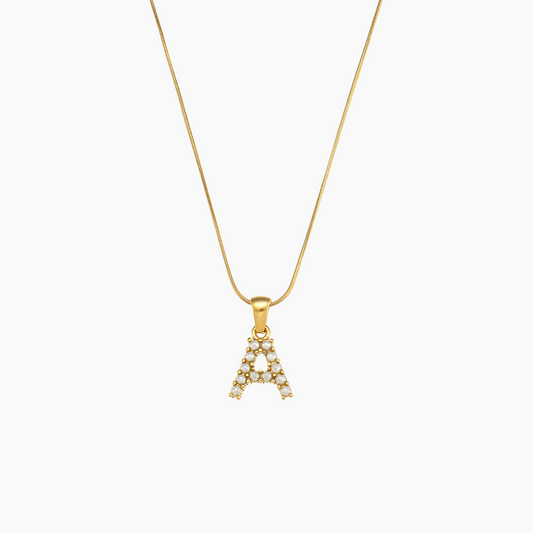 Elena Pearl Initial Pendant Necklace