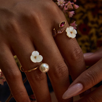Elena Petal Pearl Bloom Ring