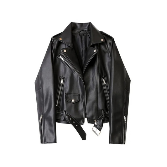 Biker Jacket – Zipper Closure & Adjustable Waist Straps