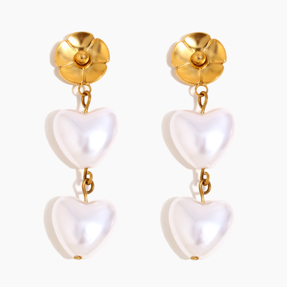Elena Blossom Heart Pearl Earrings