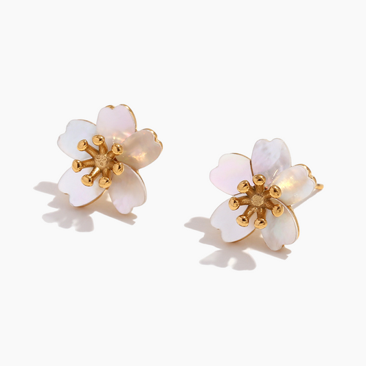 Elena Pearl Flower Stud Earrings