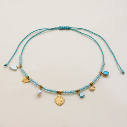 Elena Aqua Bloom Charm Necklace