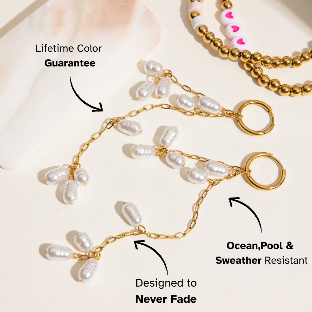 Elena Cascade Pearl Chain Earrings