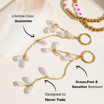 Elena Cascade Pearl Chain Earrings