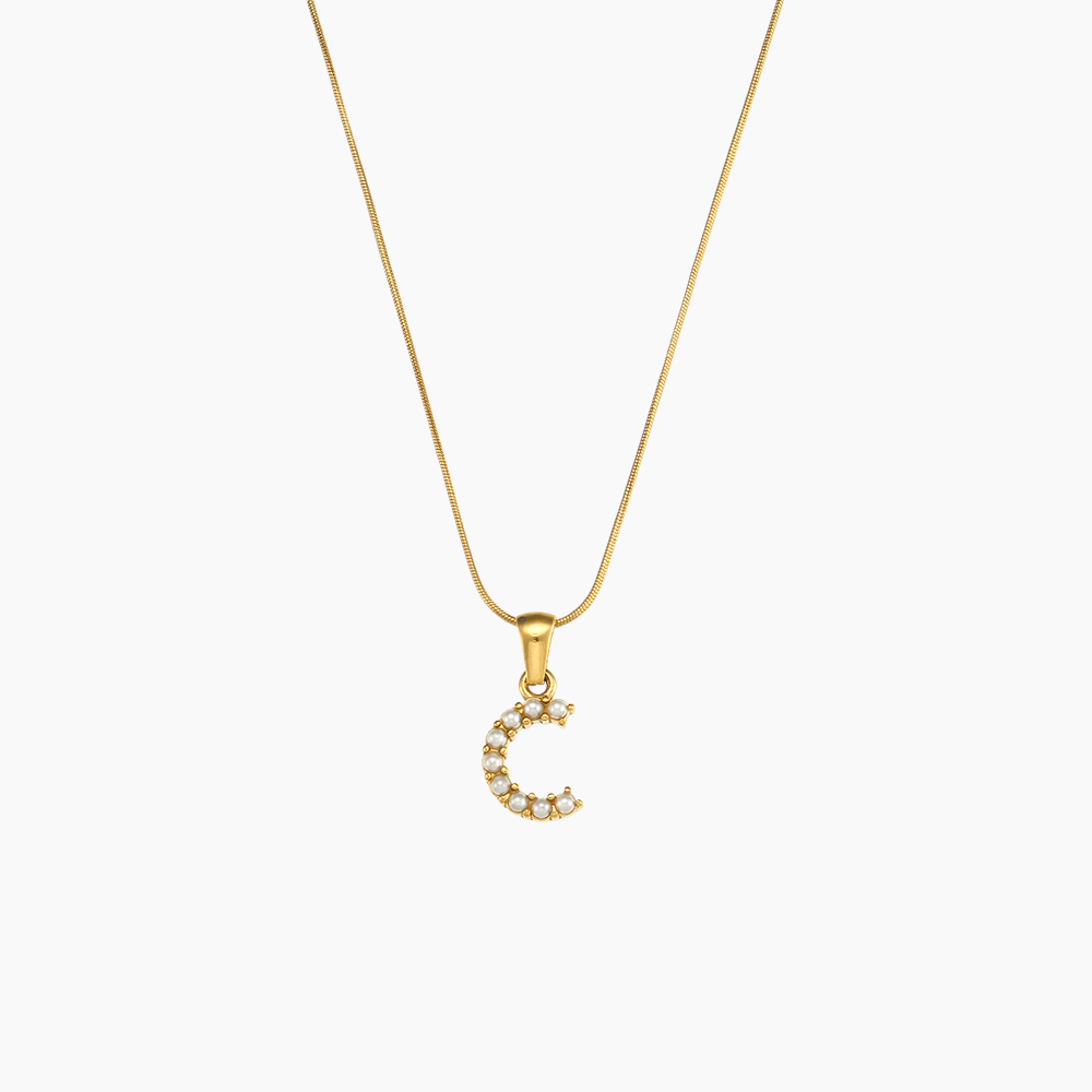 Elena Pearl Initial Pendant Necklace