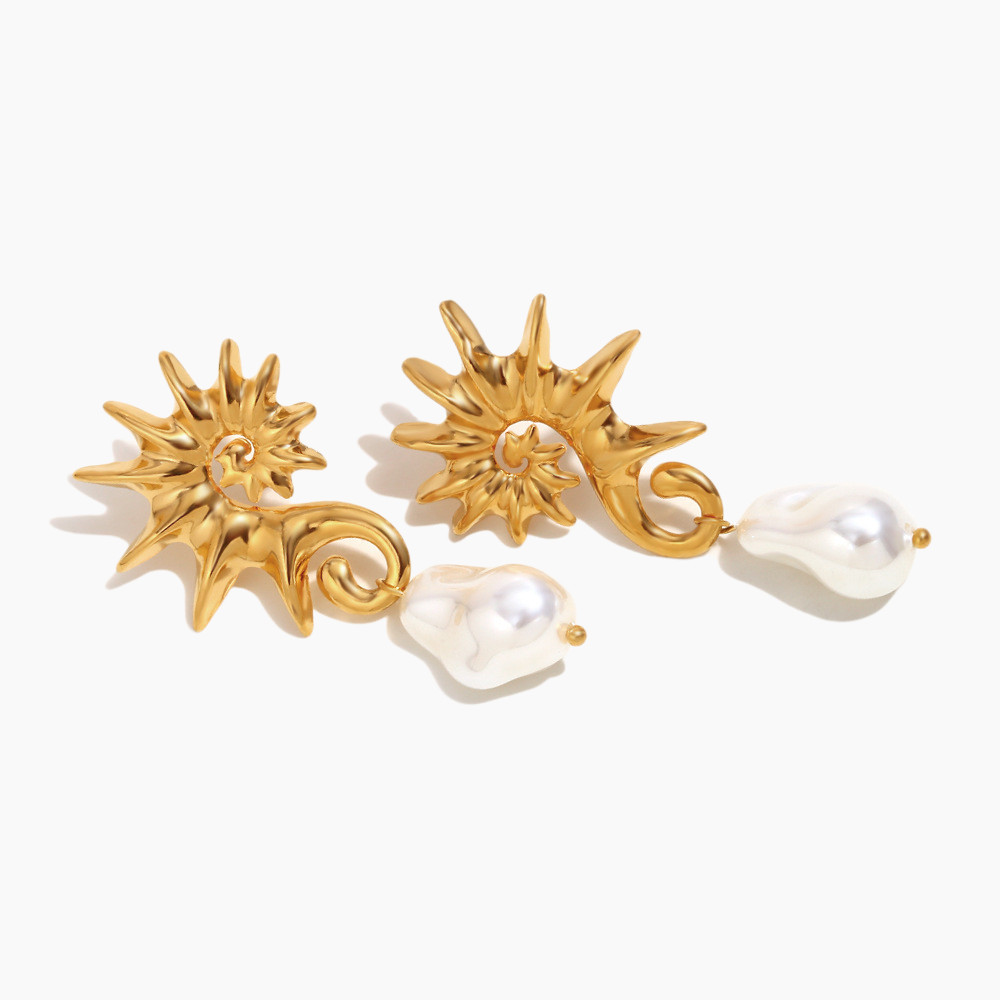Elena Seahorse Pearl Drop Earrings