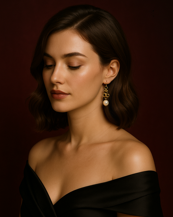 Elena Clover Pearl Drop Earrings