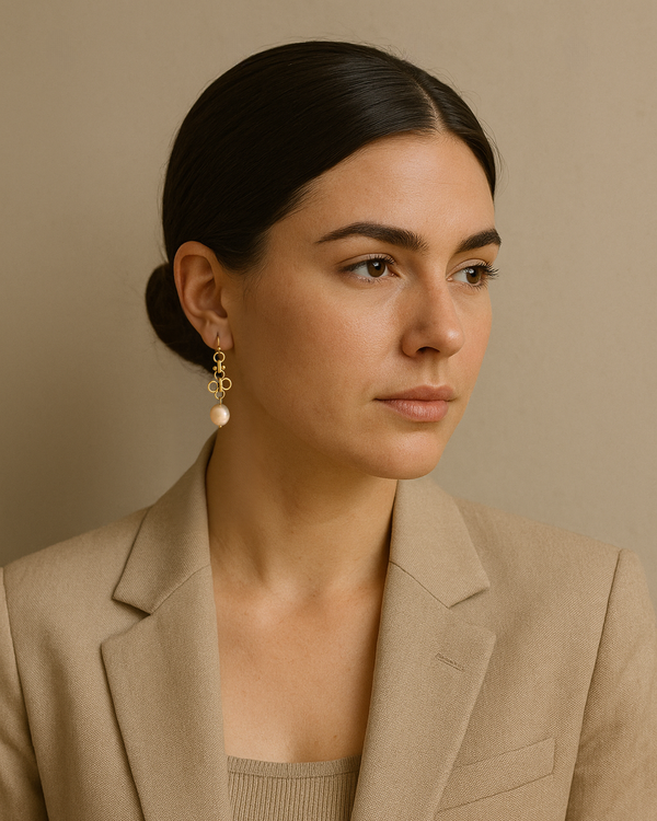 Elena Clover Pearl Drop Earrings