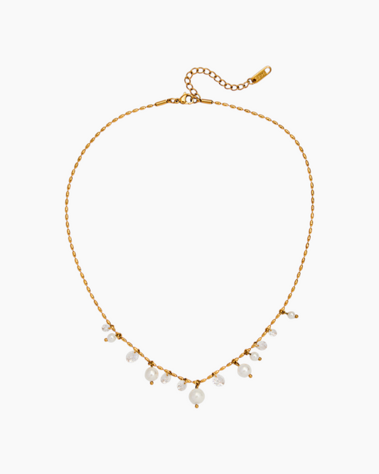 Elena Crystal Pearl Raindrop Necklace