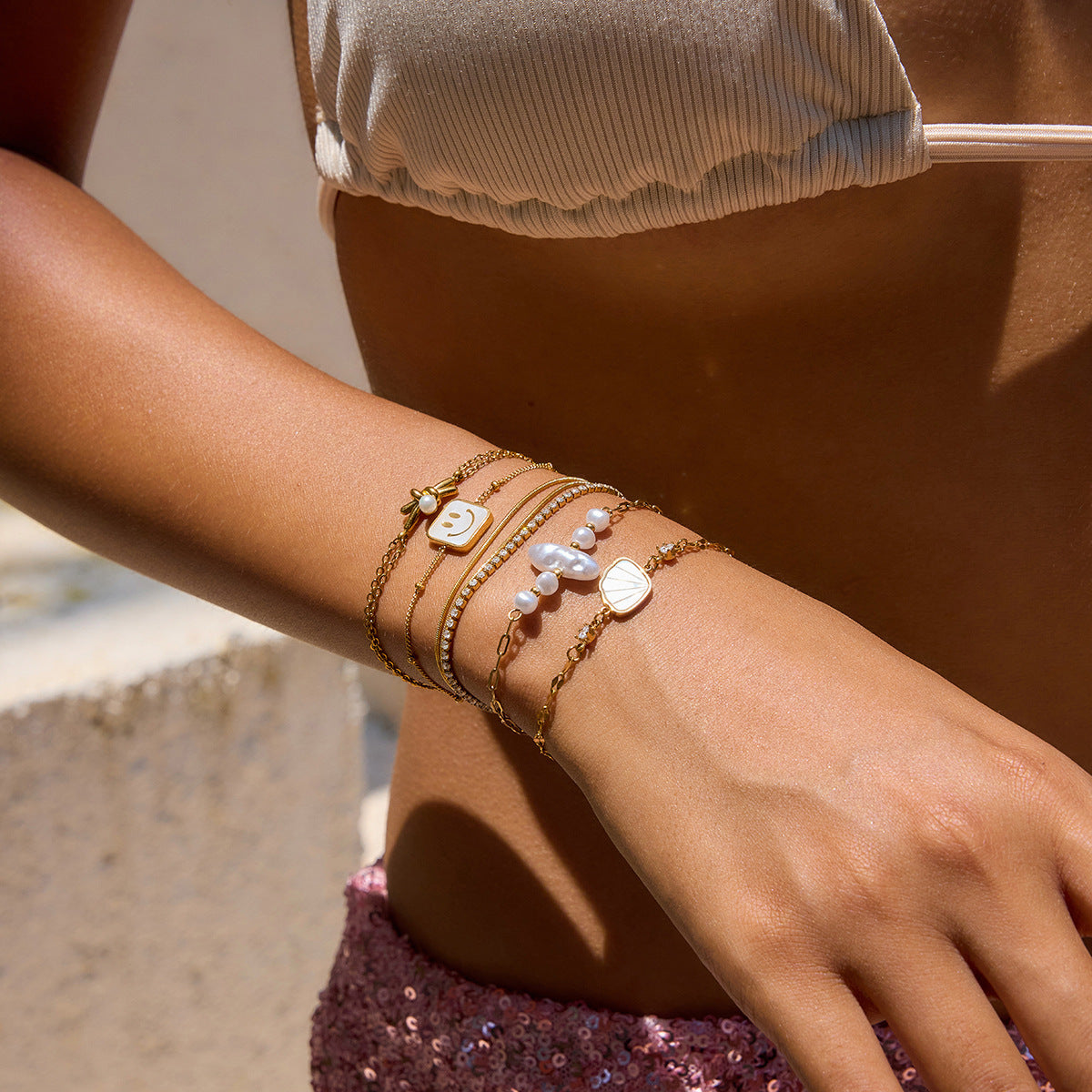 Elena Baroque Pearl Link Bracelet
