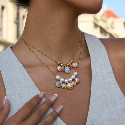 Elena Pearl Garden Charm Necklace