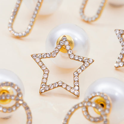 Elena Starlit Pearl Stud Earrings