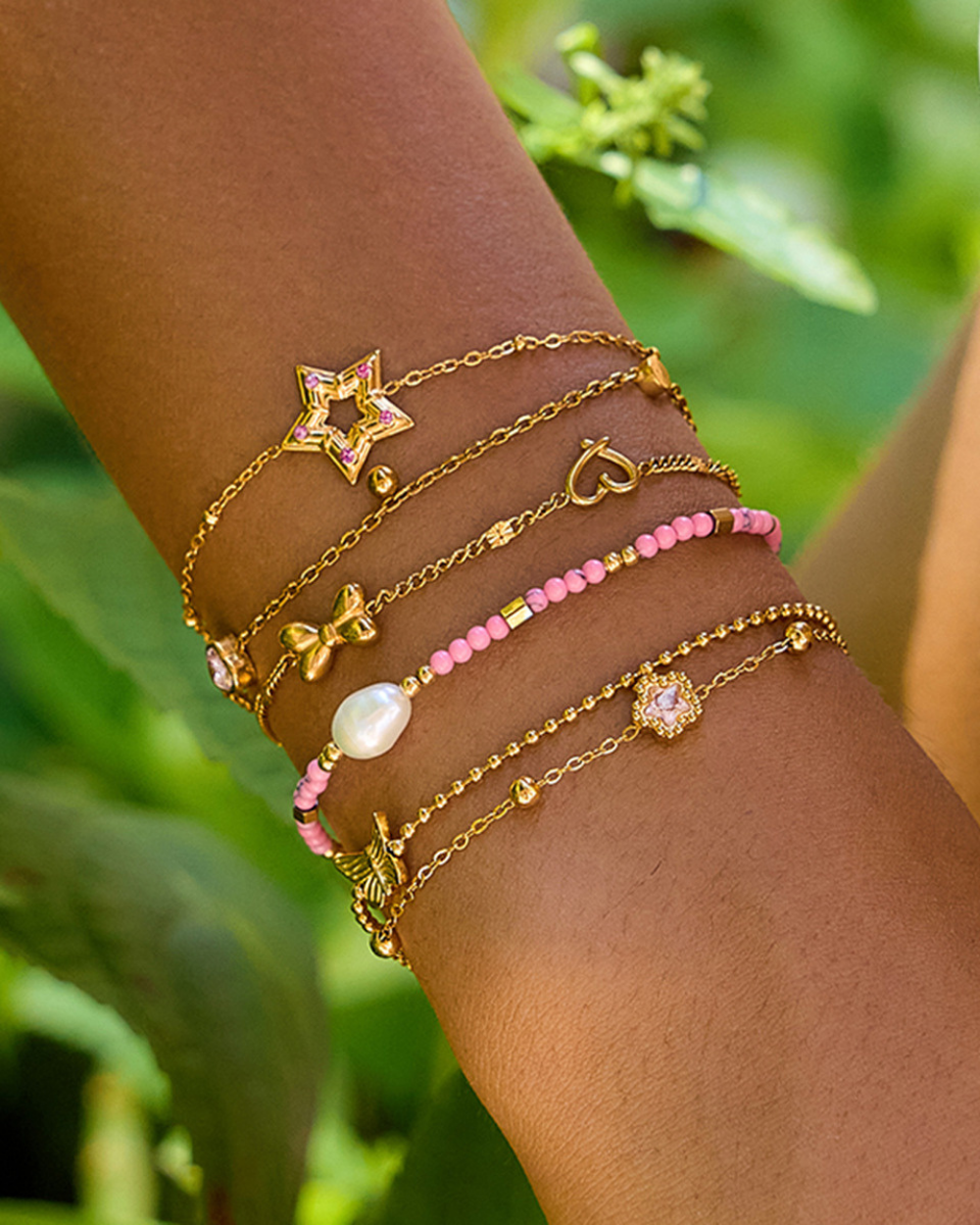 Elena Pink Pearl Bead Bracelet