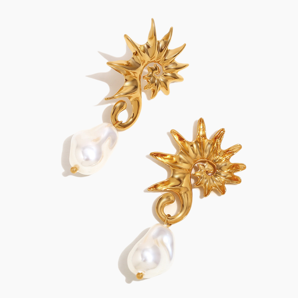 Elena Seahorse Pearl Drop Earrings