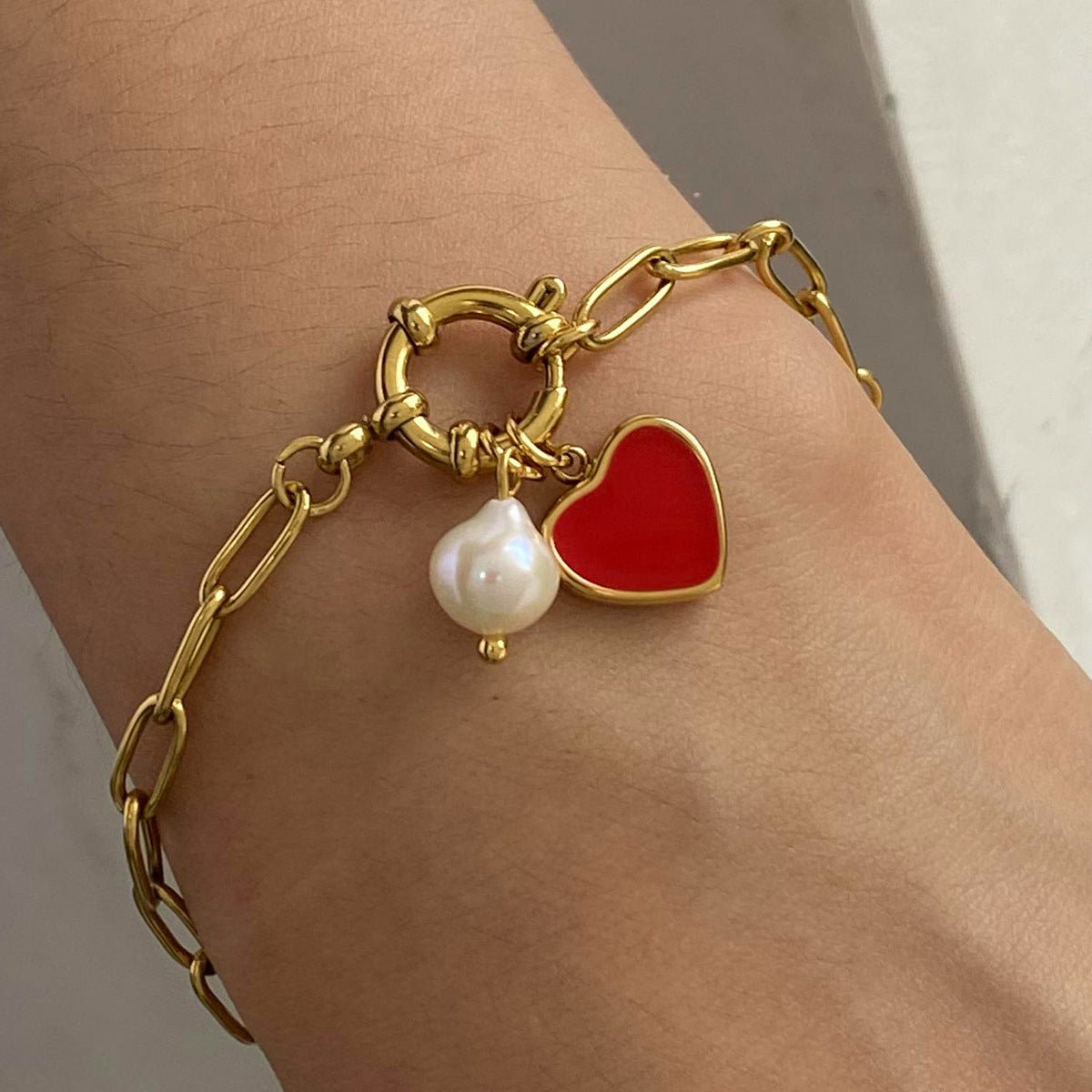 Elena Cherry Heart Link Bracelet