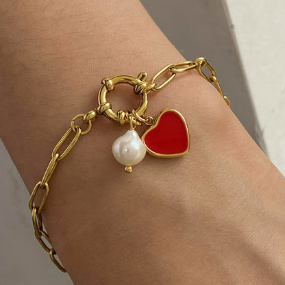 Elena Cherry Heart Link Bracelet