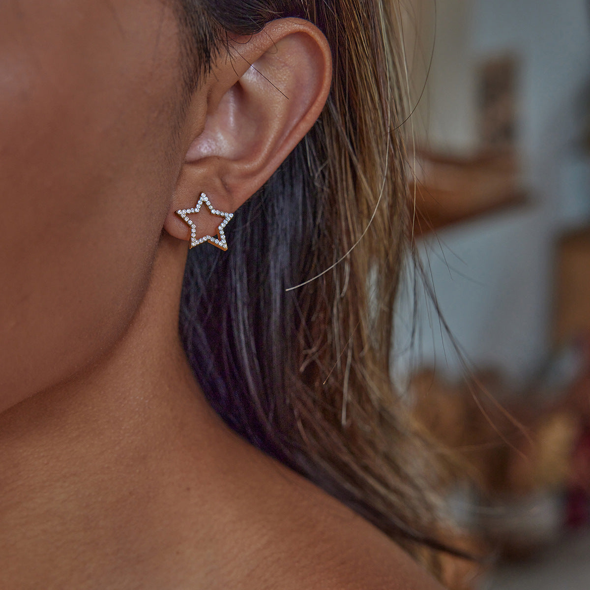 Elena Starlit Pearl Stud Earrings
