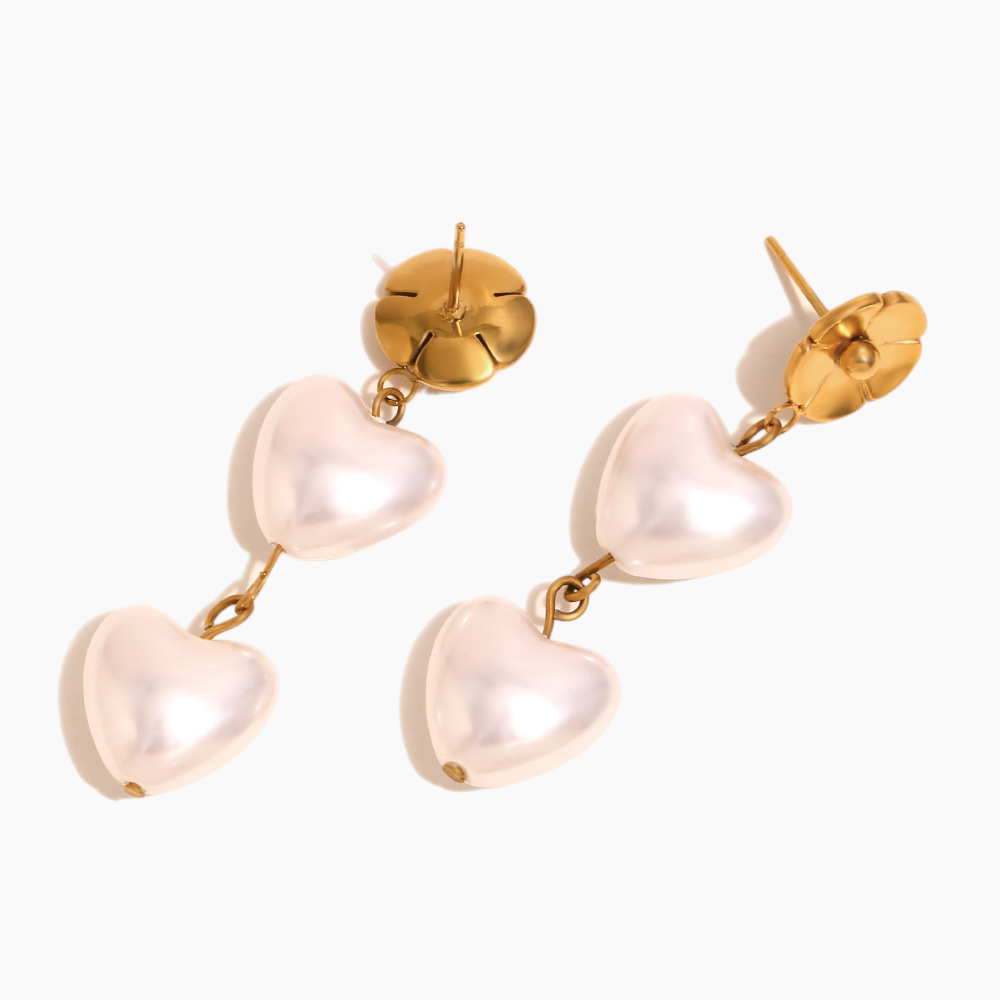 Elena Blossom Heart Pearl Earrings
