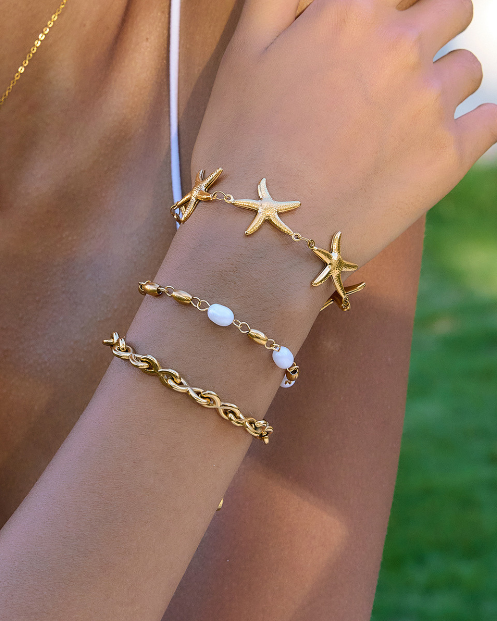 Elena Golden Pearl Drift Bracelet