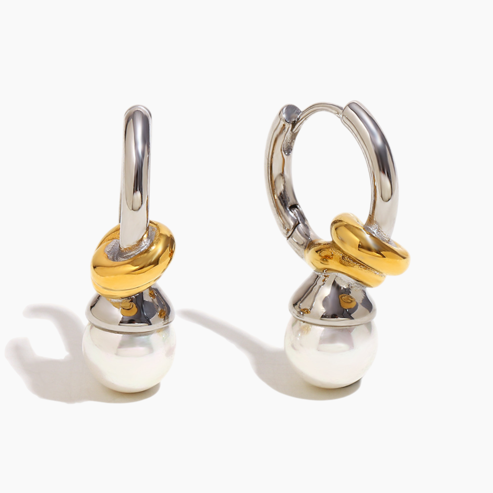 Elena Pearl Knot Hoop Earrings