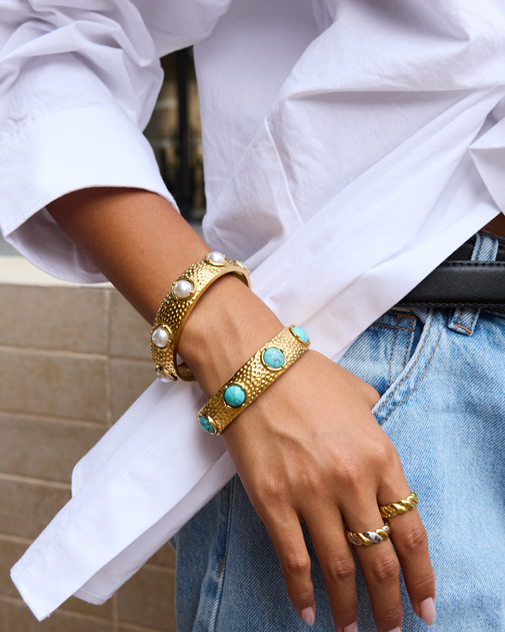 Elena Hammered Turquoise Cuff Bracelet
