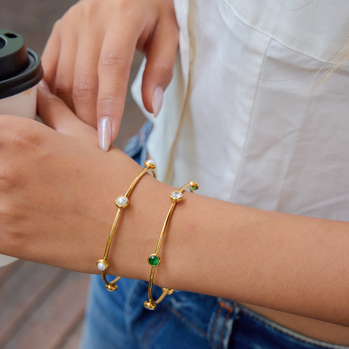 Elena Luna Dot Pearl Bangle