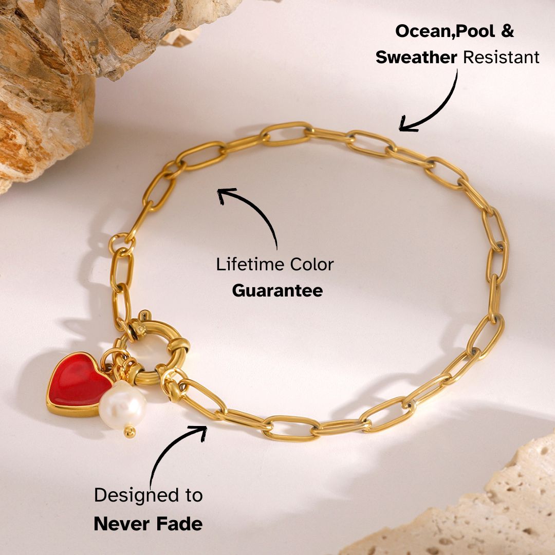 Elena Cherry Heart Link Bracelet