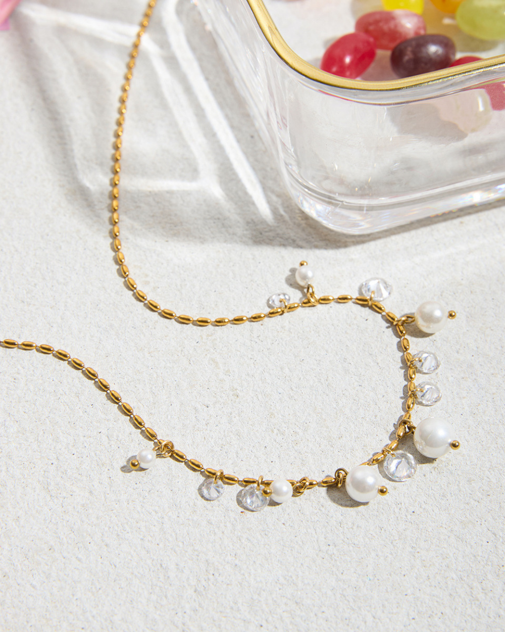 Elena Crystal Pearl Raindrop Necklace