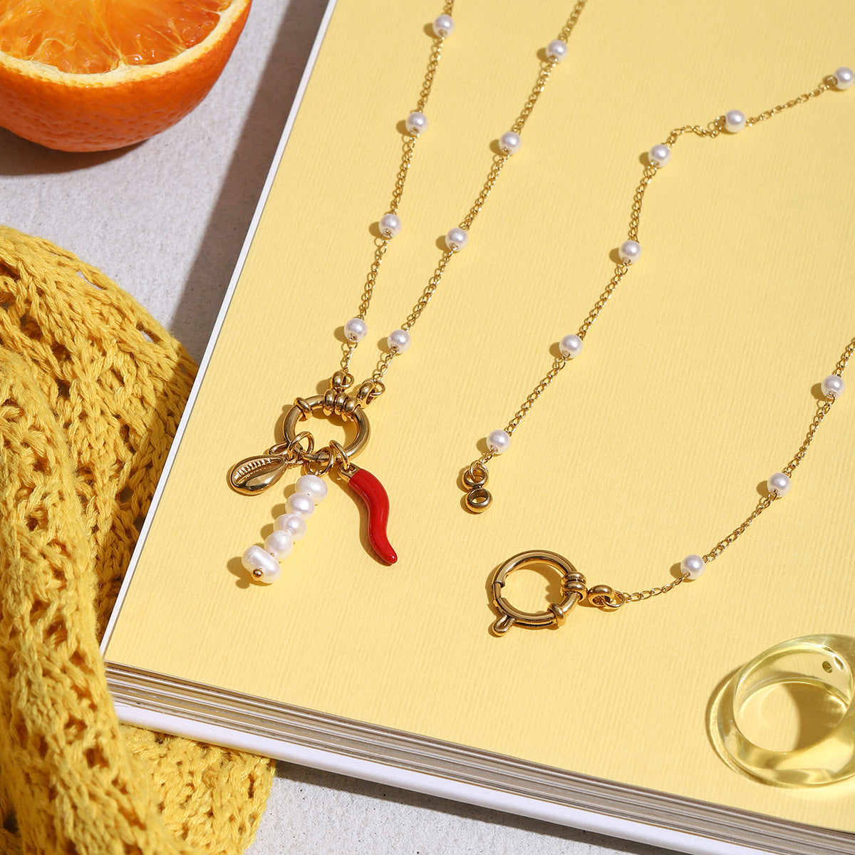 Elena Pearl Accent Loop Necklace