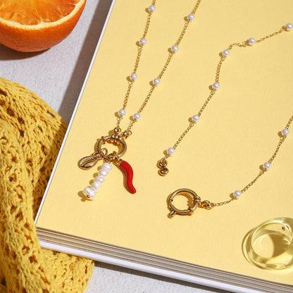 Elena Pearl Accent Loop Necklace