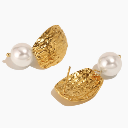 Elena Textured Pearl Drop Earrings