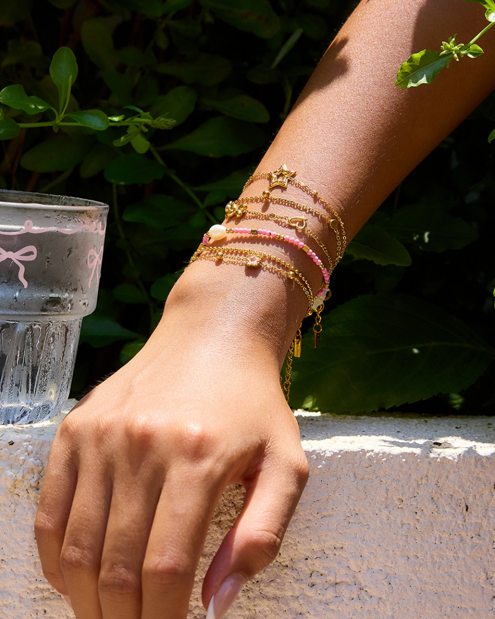 Elena Pink Pearl Bead Bracelet